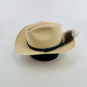 Optimo Hatworks Hats Arizona Cowboy Hat Straw Beaver Rope Western Size 7 1/4 Tan